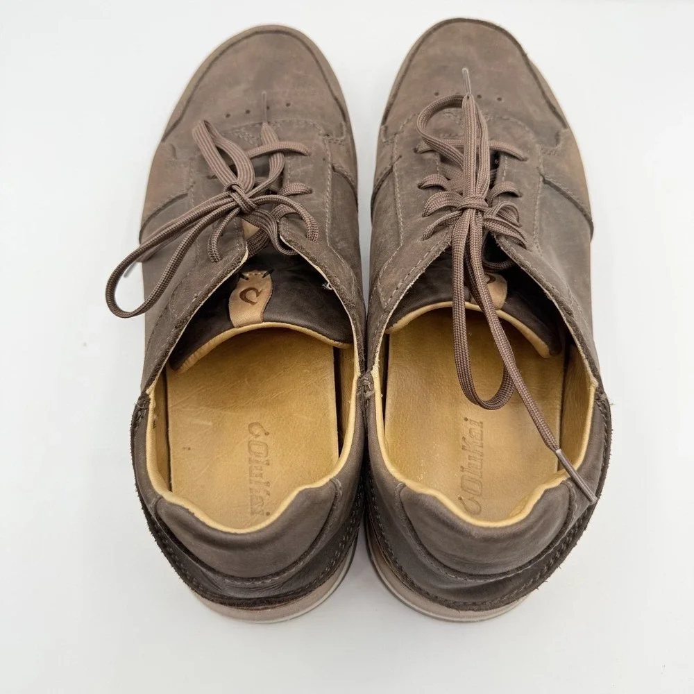 OluKai Mens Huaka'i Li Casual Shoe Size 10.5 Tan Lace Up Convertible‎ Sneaker